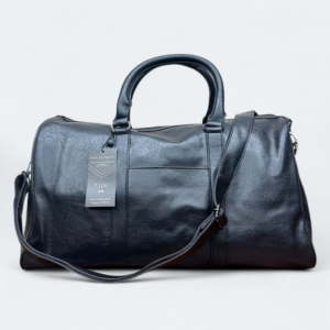 Durable Artificial Leather Black Duffle Bag for Solo Travel