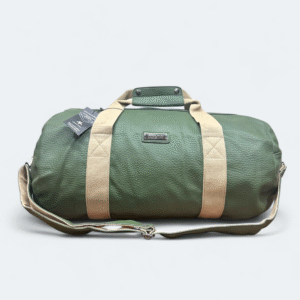 Spacious Green Artificial Leather Round Duffle Bag for Weekend & Gym