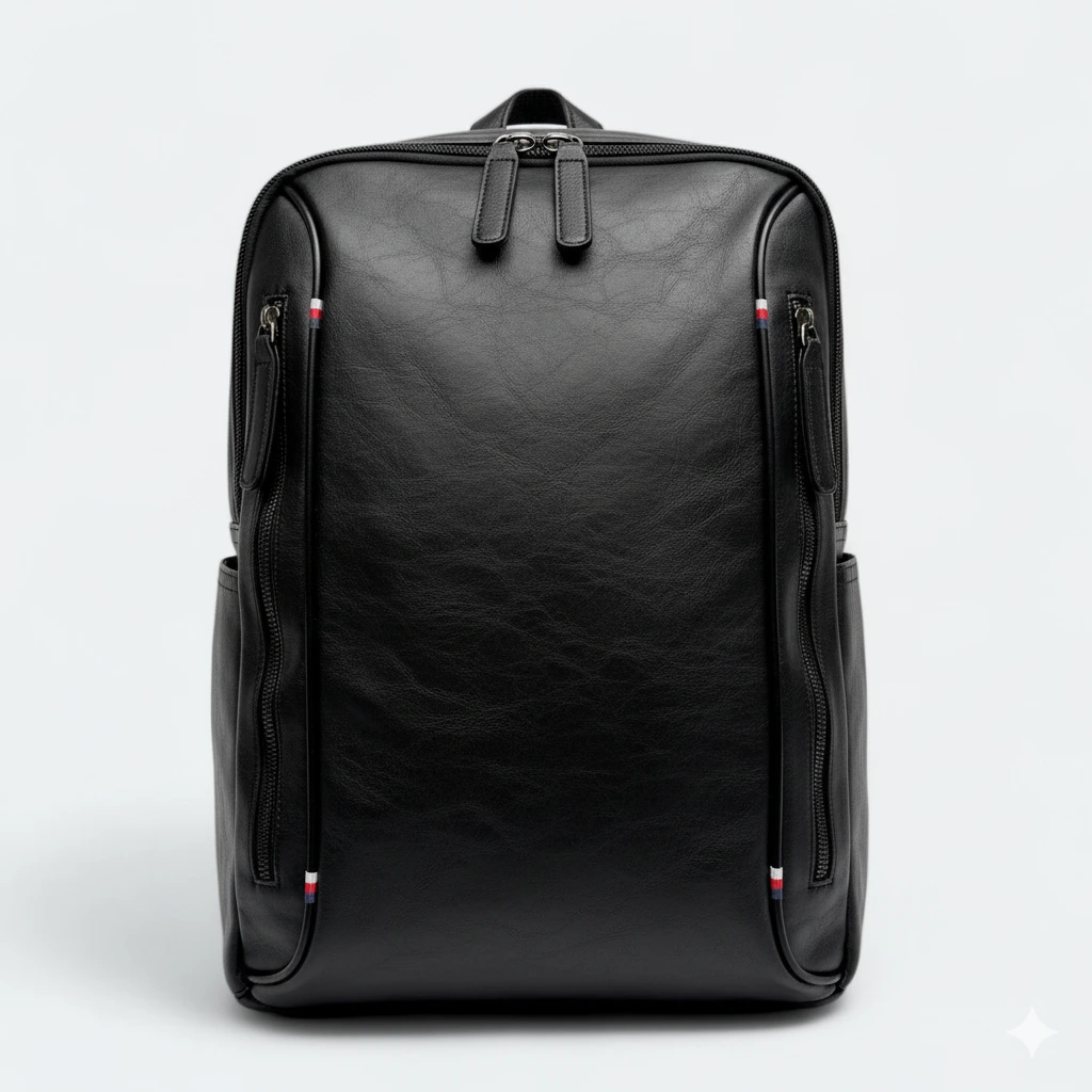 Generated Image October 29, 2025 - 6_18PM High Quality Artificial Leather Laptop Backpack 1560 Black - Image 1