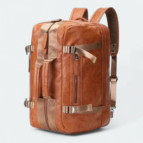 images (4) (1) Multifunctional Premium Artificial Leather Backpack/Travel Bag Brown 969 - Image 1
