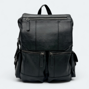 Premium Artificial Leather Backpack For Collage / Varsity's Student's Black 8802