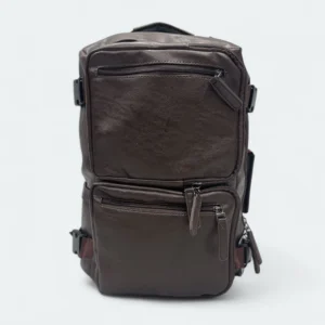 Premium PU Leather Multi Functional  Backpack/Travel Bag With Shoe Chamber Chocolate 1522