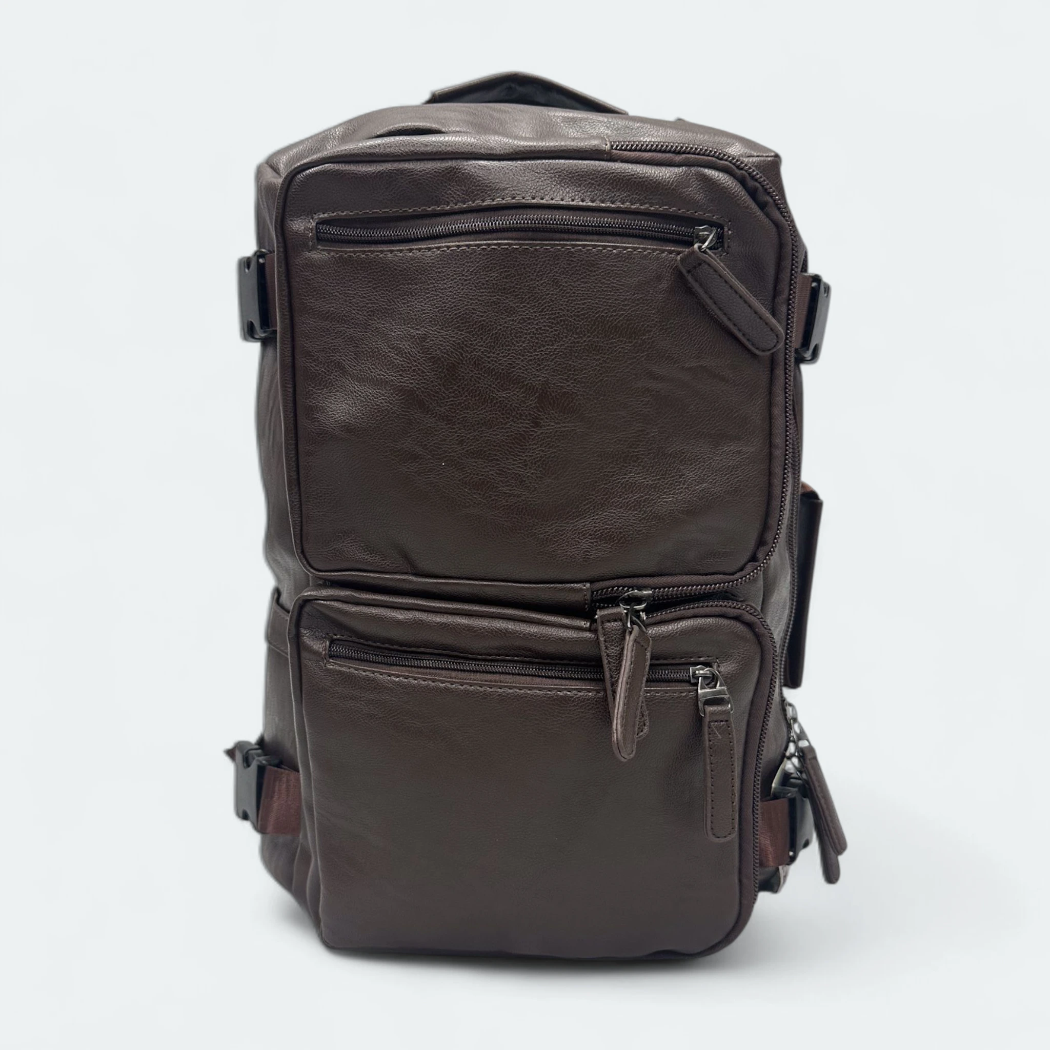 IMG_6128 Premium PU Leather Multi Functional Backpack/Travel Bag With Shoe Chamber Chocolate 1522 - Image 1