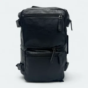 Premium PU Leather Multi Functional  Backpack/Travel Bag With Shoe Chamber Black 1522