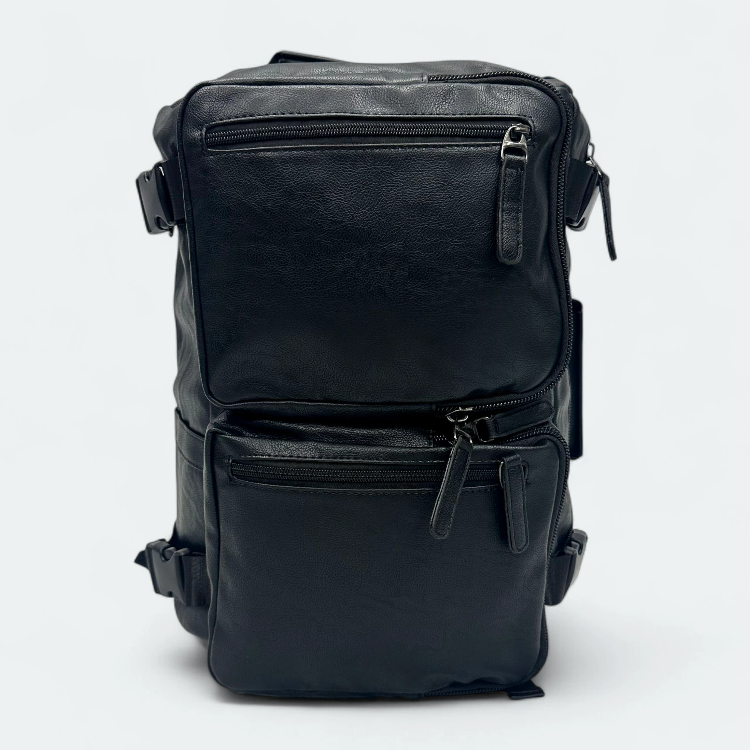 IMG_6141 Premium PU Leather Multi Functional Backpack/Travel Bag With Shoe Chamber Black 1522 - Image 1