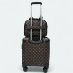 Fashion Quilted Travel Trolley Set Lightweight Cabin Trolley + Hand Bag Brown - Image 3