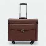 Four Wheel Artificial Leather Chocolate Color Pilot Cabin Luggage