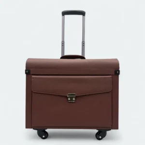 Four Wheel Artificial Leather Chocolate Color Pilot Cabin Luggage