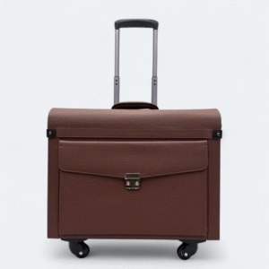Four Wheel Artificial Leather Chocolate Color Pilot Cabin Luggage