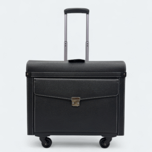 Four Wheel Artificial Leather Black Color Pilot Cabin Luggage