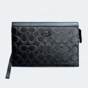 Travel Friendly Coach Brand Hand Bag Embossed  Black
