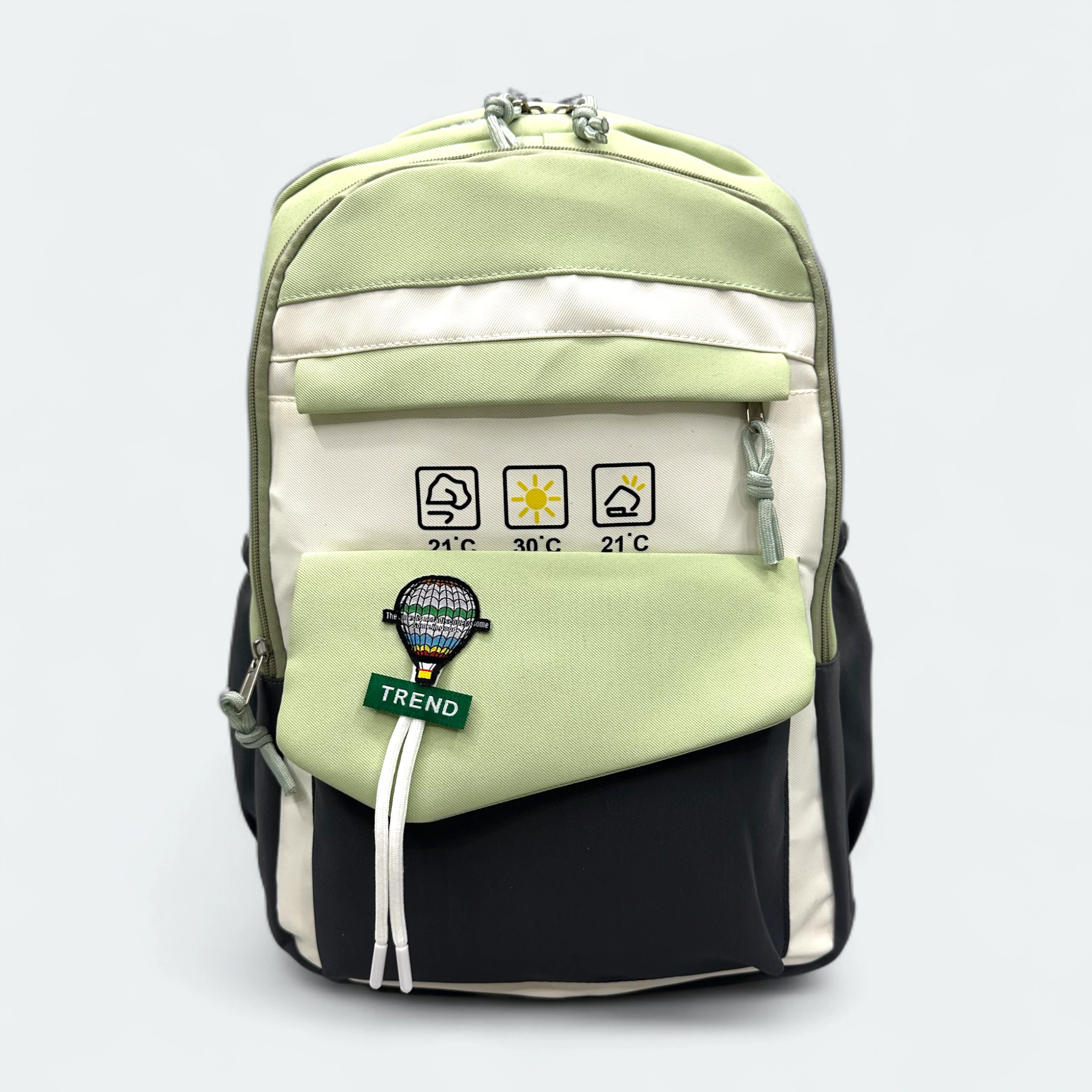 IMG_9808.HEIC Polyester Fabric Lightweight Imported School Bag 106 Grey - Olive - Image 1