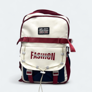 Fashion Design Lightweight School Bag SCB 108 Off White -Maroon