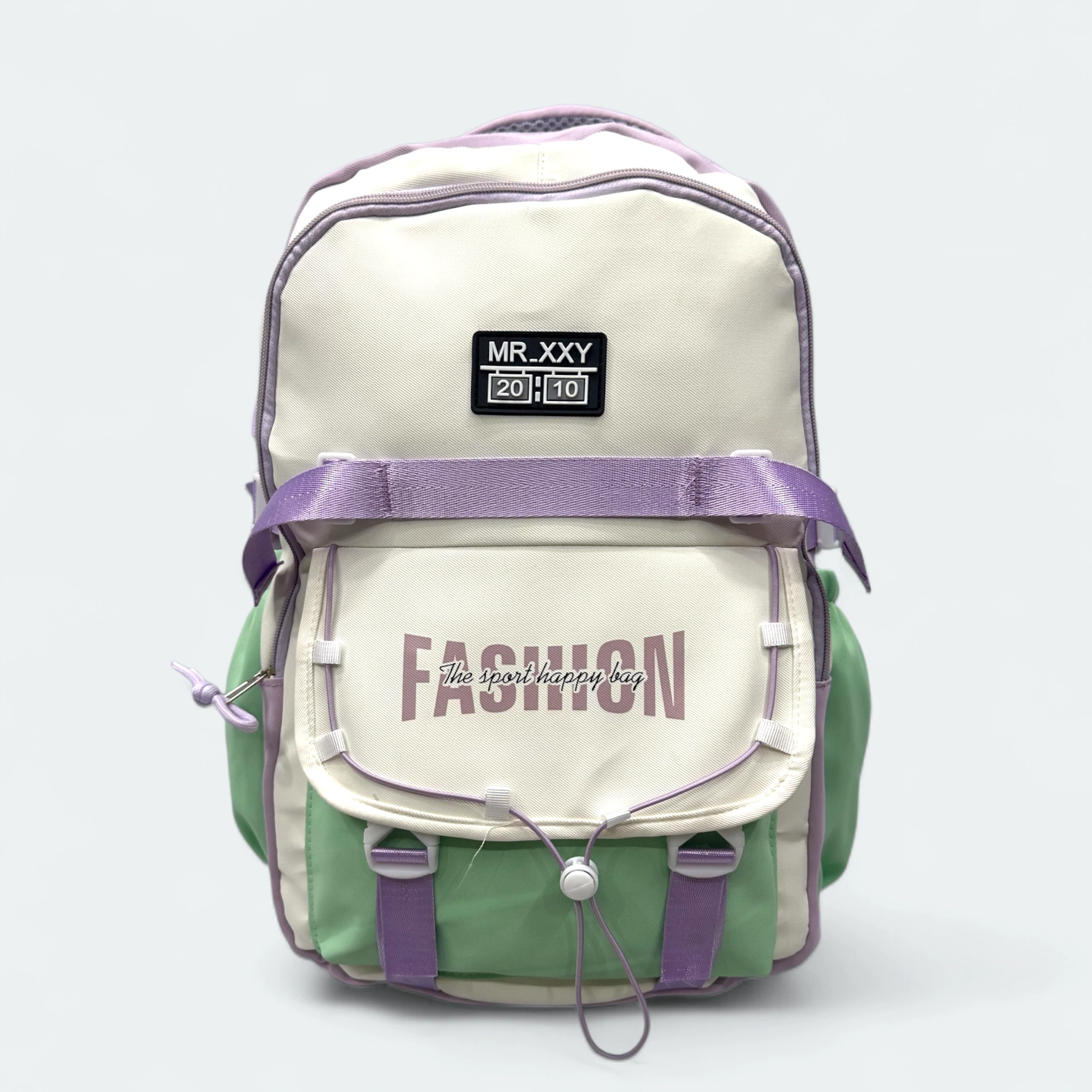 IMG_9864.HEIC Fashion Design Lightweight School Bag SCB 108 Off White -Green - Image 1