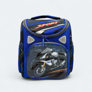 Sport Bike Design School Bag For Baby Blue Color