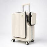 Stylish Poly Carbonate 20 Inch Cabin Trolley With TSA, Laptop Compartment & USB Port 708 Side Pocket White - Image 2