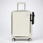 Stylish Poly Carbonate 20 Inch Cabin Trolley With TSA, Laptop Compartment & USB Port 708 Side Pocket White