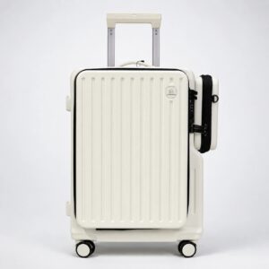 Stylish Poly Carbonate 20 Inch Cabin Trolley With TSA, Laptop Compartment & USB Port 708 Side Pocket White