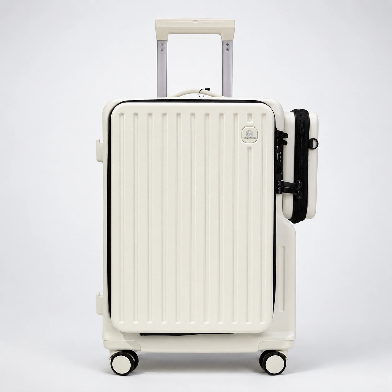 Stylish Poly Carbonate 20 Inch Cabin Trolley With TSA, Laptop Compartment & USB Port 708 Side Pocket White