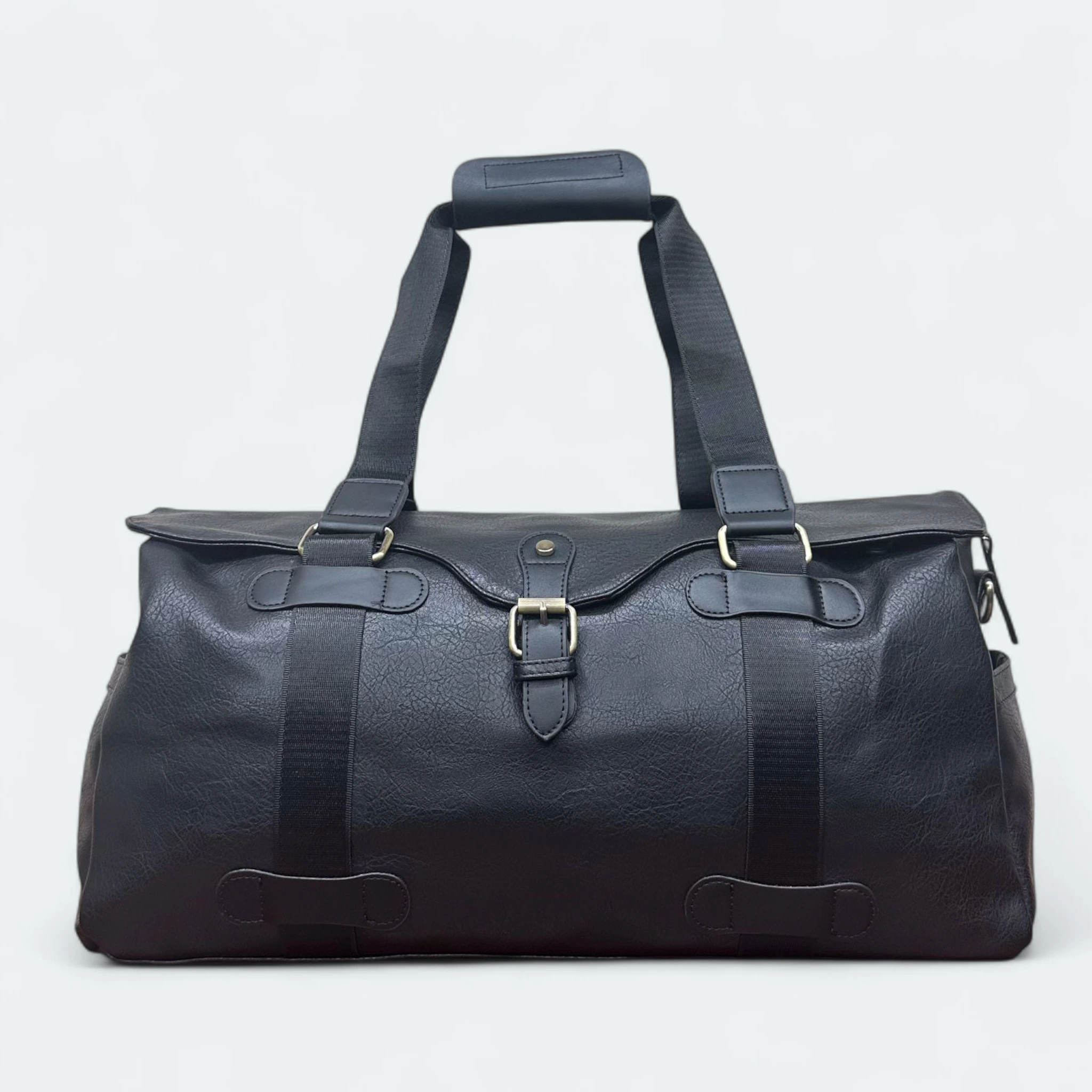 IMG_2197.HEIC Smart Artificial Leather Travel Duffel With Shoulder Strap 3514 Black - Image 1