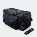 Premium Artificial Leather Duffle Bag with Multi Chambers Travel 18016 Black - Image 2