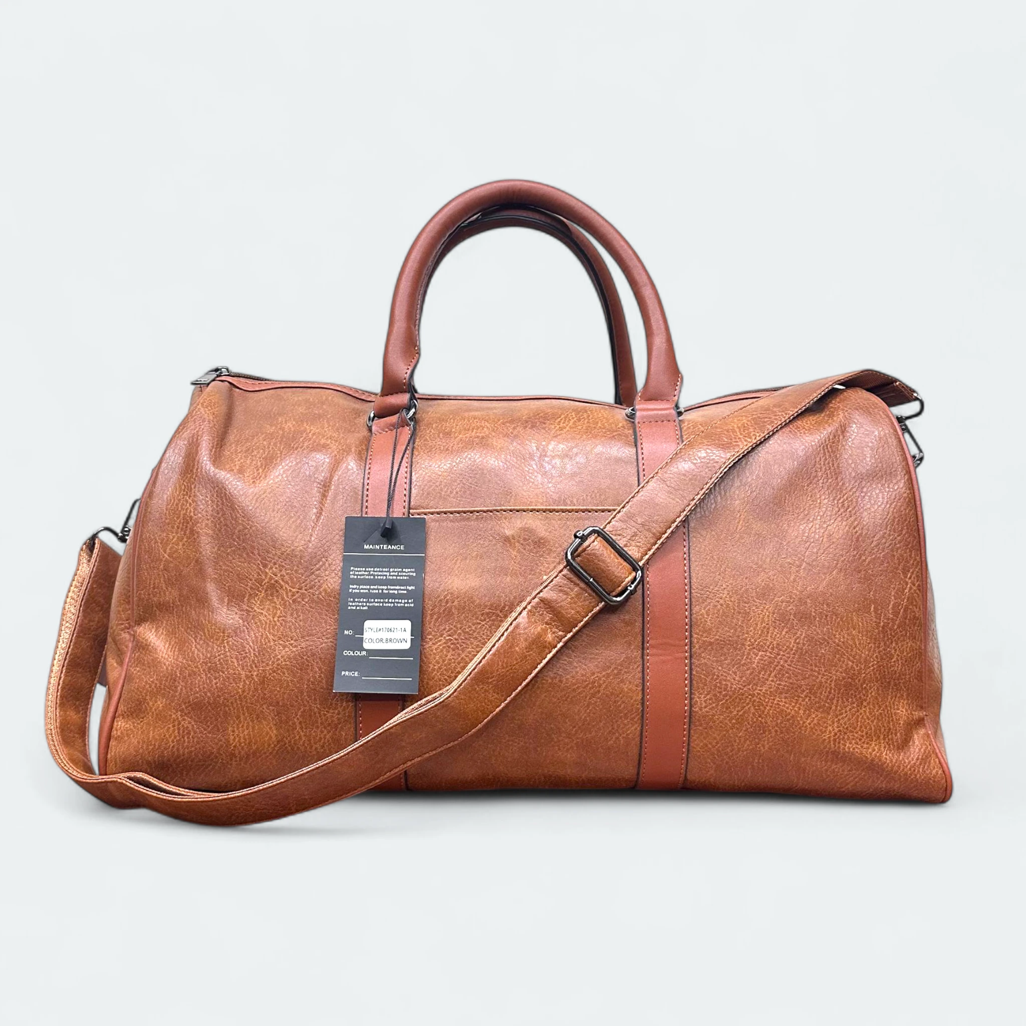 IMG_2222.HEIC Durable Artificial Leather Duffle Bag for Solo Travel 170621 Brown - Image 1