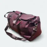 Smart Artificial Leather Travel Duffel With Shoulder Strap 3514 Maroon - Image 3