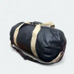 Large Black Round Artificial Leather Duffle Bag – Weekend & Travel Use AT 050106 Black - Image 3