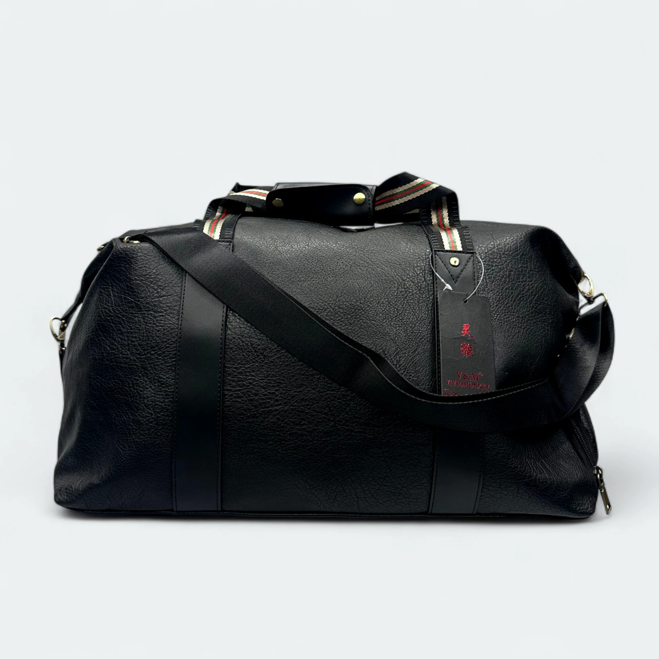 IMG_4935 Classic Artificial Leather Weekend Travel Bag 3381 Black - Image 1