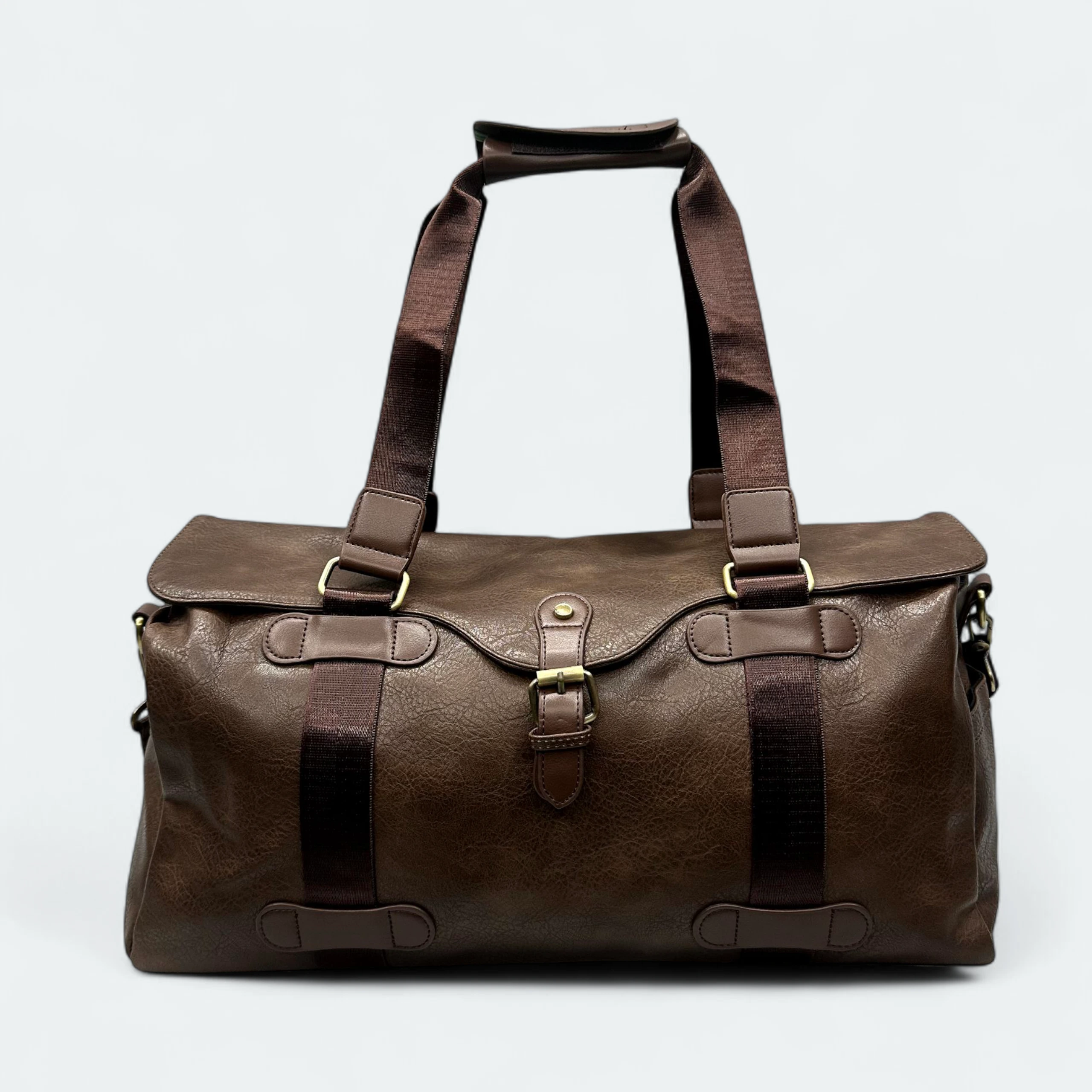 IMG_5122 Smart Artificial Leather Travel Duffel With Shoulder Strap 3514 Chocolate - Image 1