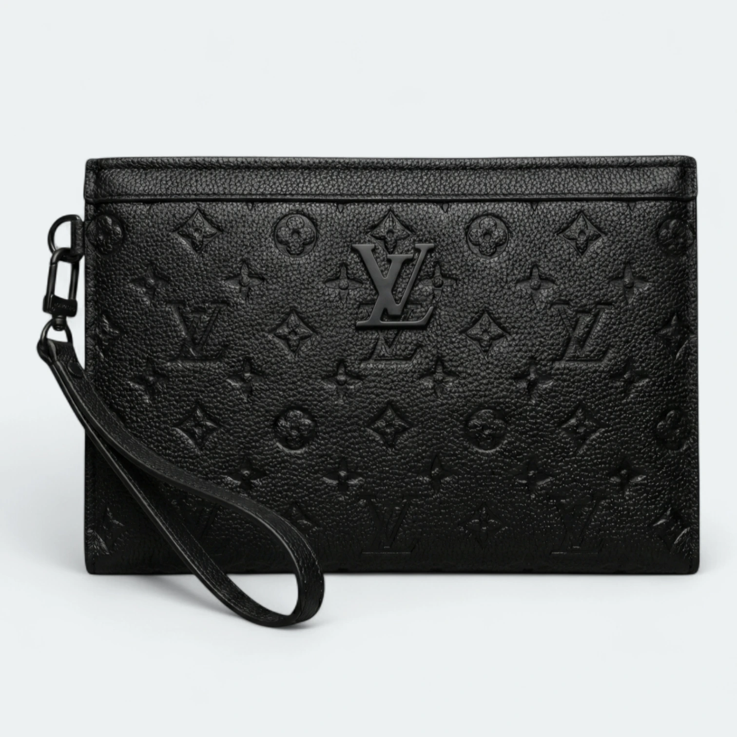 1770466339918 LV Monogram Artificial Leather Hand Bag 8150-8 Black Embosed - Image 1