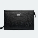 MontBlanc Crocodile Pattern Hand Bag 8150-9 Black