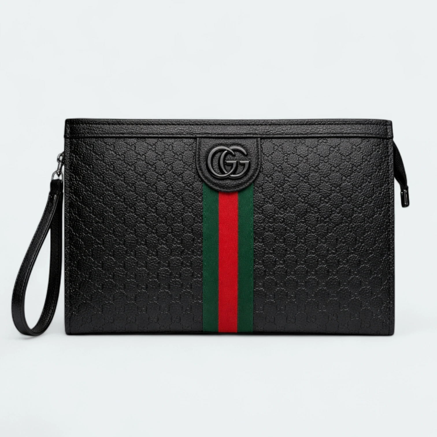 1770466340176 Gucci Textured Wrist Bag With Signature Stripe 8150-4 - Image 1