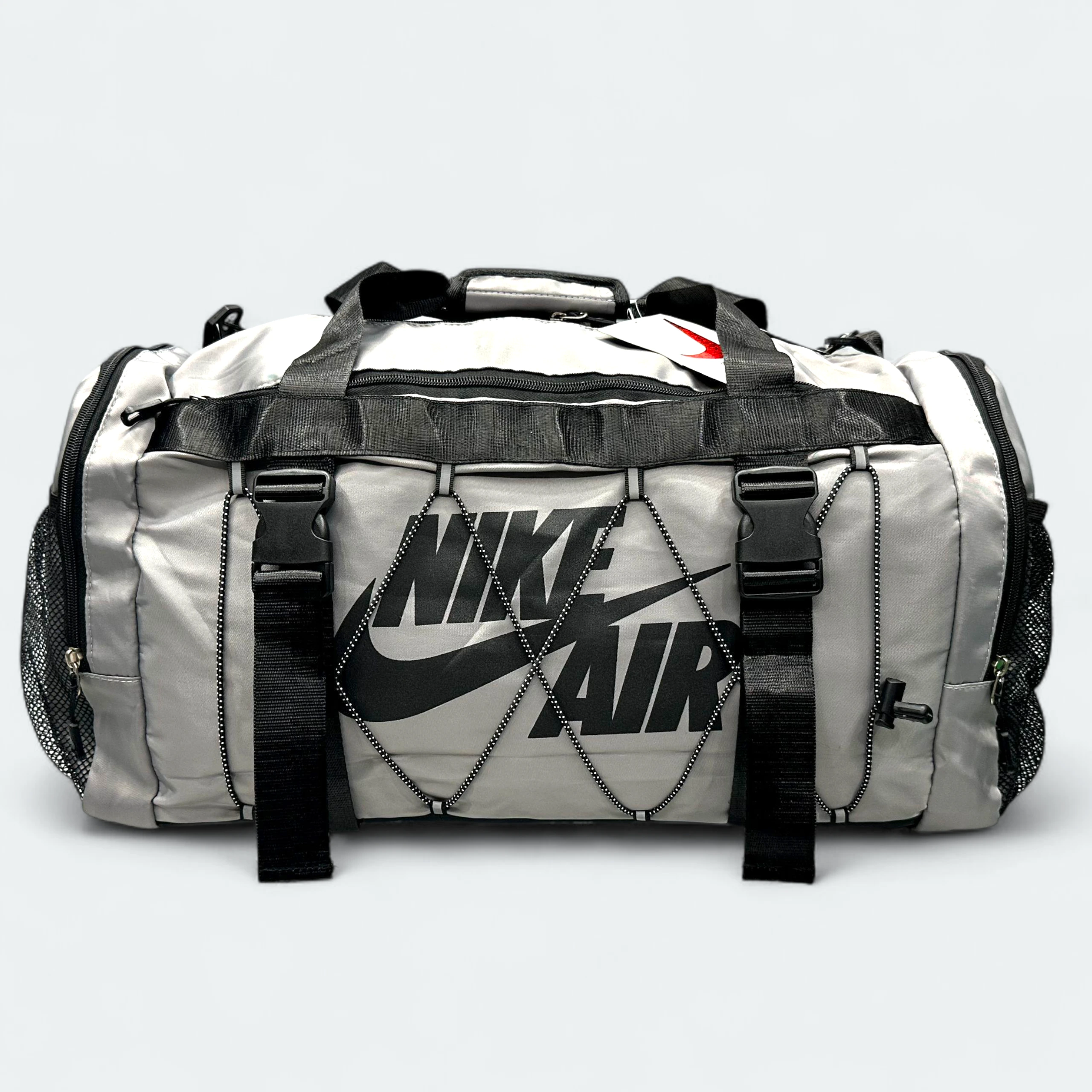 IMG_6428 Stylish Nylon Fabric Gym Bag With Shoe Chamber 7840 Grey - Image 1