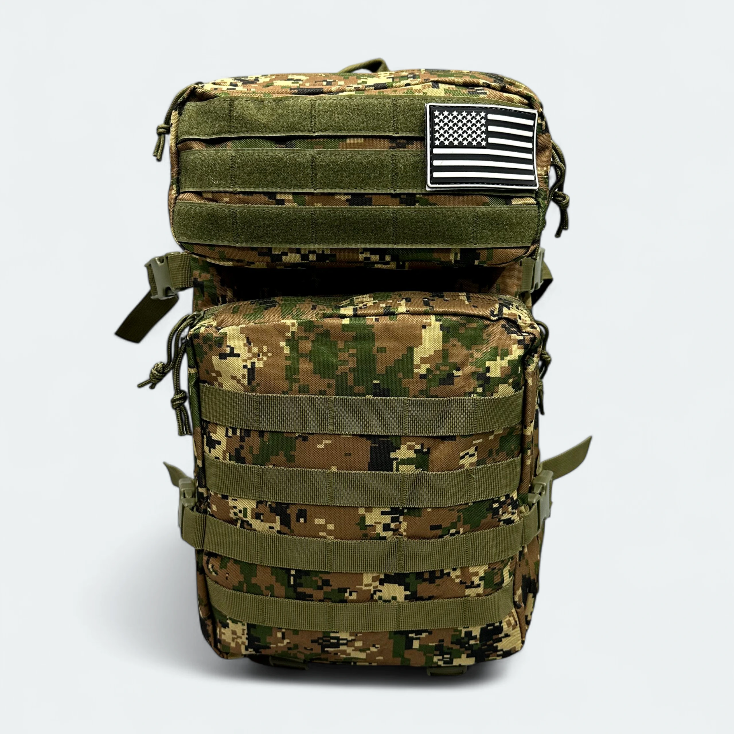 IMG_6462 Large 40L Camouflage Travel Backpack- Spacious Design E001 Military Green - Image 1