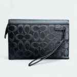 Travel Friendly Coach Brand Hand Bag Embossed  Black - Image 3