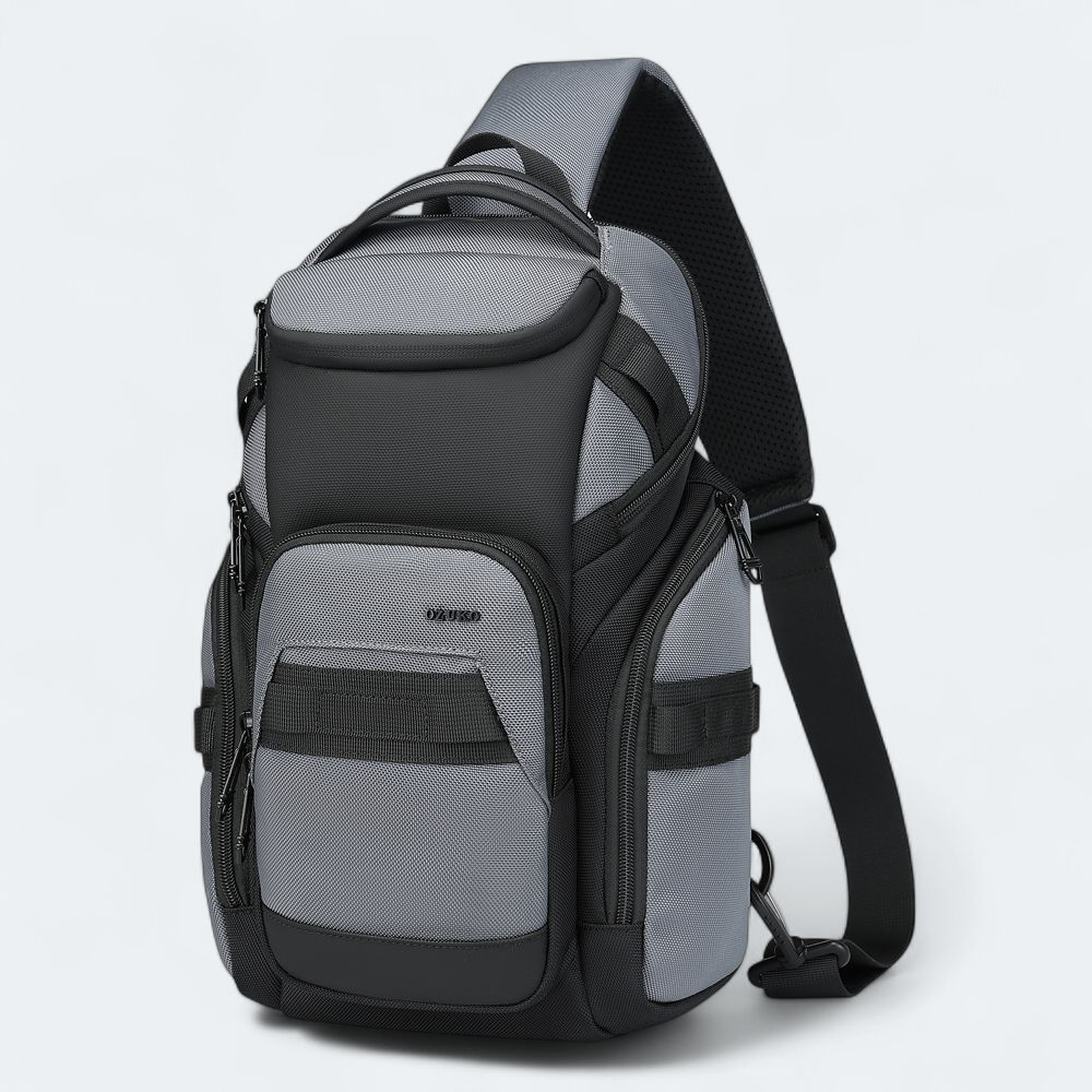 cc0adf02c71 OZUKO 9809 Stylish Chest Bag Oxford Cloth Waterproof Single Shoulder Crossbody Bag – grey - Image 1