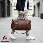 Classic Artificial Leather Weekend Travel Bag 3381 Chocolate