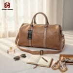 Durable Artificial Leather Duffle Bag for Solo Travel 170621 Camel