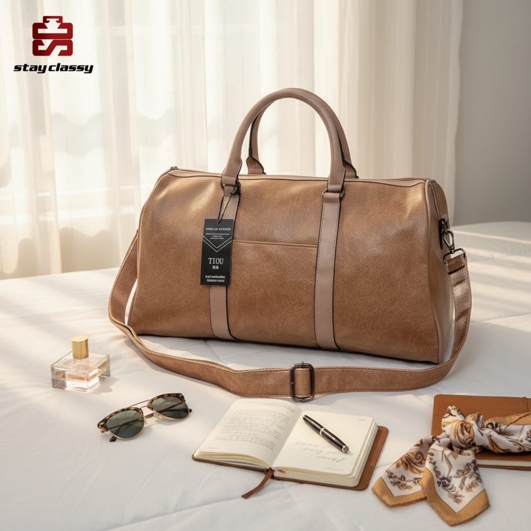 1762086321603 Durable Artificial Leather Duffle Bag for Solo Travel 170621 Camel - Image 1