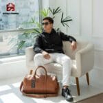 Durable Artificial Leather Duffle Bag for Solo Travel 170621 Brown
