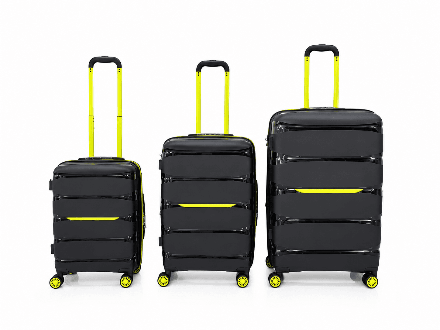 3 Lightweight Spinner Suitcase Set for Travel – Cabin, Medium & Large 6830 Black - Image 1