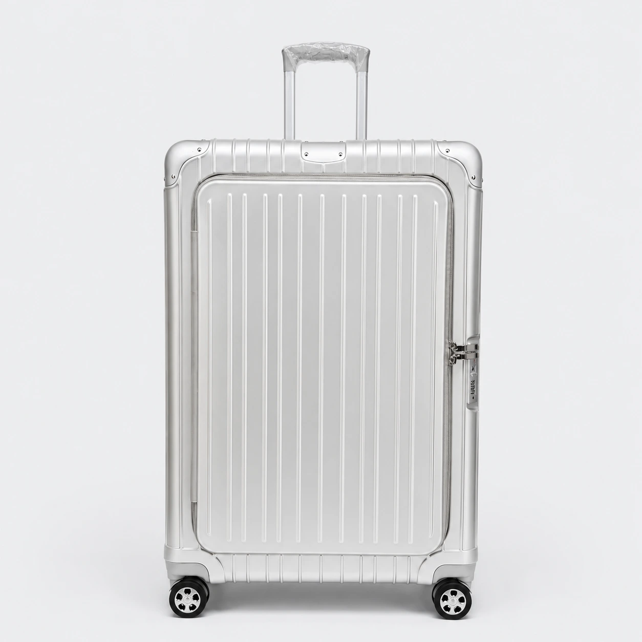 ChatGPT Image Jun 15, 2026, 03_41_13 PM Premium Rolling Suitcase With 3 -TSA Lock Front Open Luggage 046 Silver - Image 1