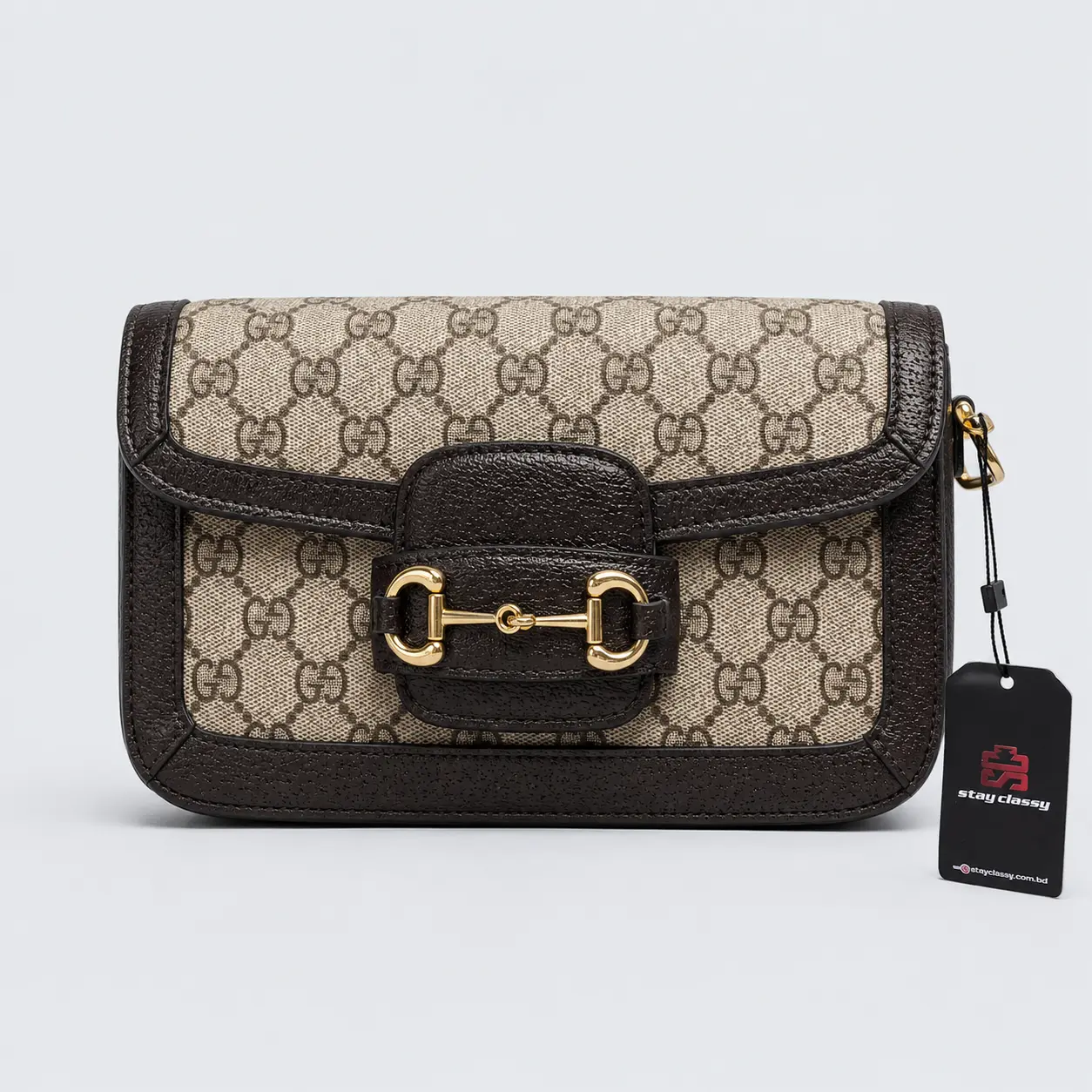 ChatGPT Image Jul 8, 2026, 07_28_11 PM Gucci Leather Trim Flap Handbag 88228 Black - Image 1
