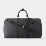 Louis Vuitton Keepall Bandoulière 50 Monogram Eclipse Canvas M41414 Black (Replica)