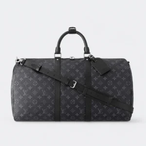 Louis Vuitton Keepall Bandoulière 50 Monogram Eclipse Canvas M41414 Black (Replica)