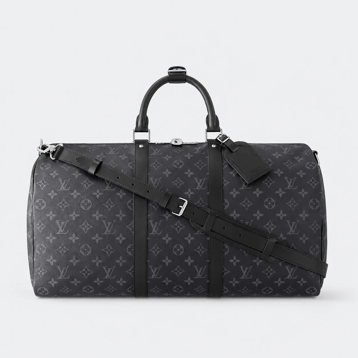 Louis Vuitton Keepall Bandoulière 50 Monogram Eclipse Canvas M41414 Black (Replica)