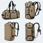 OZUKO 9834 46L Travel Backpack – Waterproof Duffel Bag, Shoe Compartment & 180° Opening Brown - Image 2