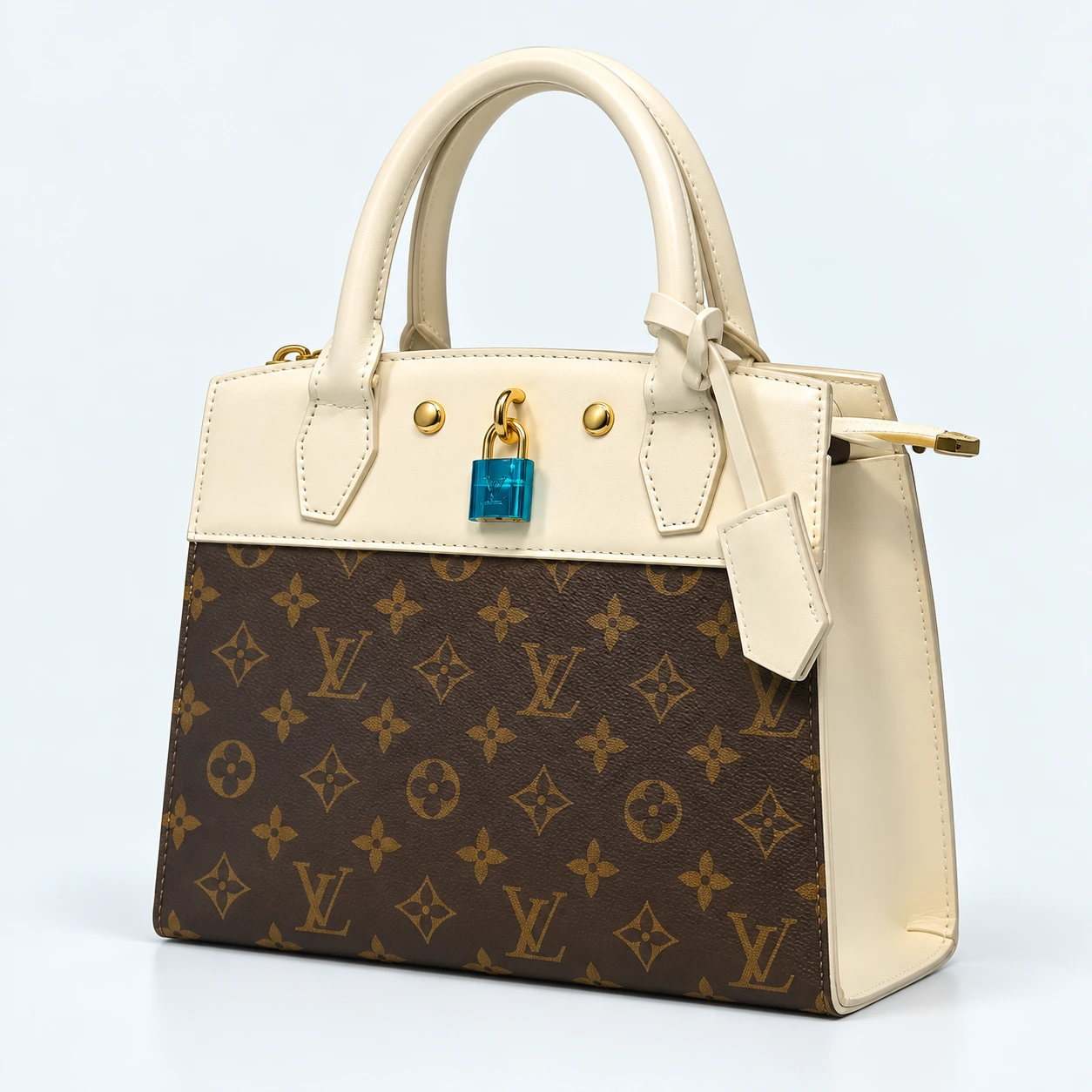 ChatGPT Image Sep 17, 2026, 03_18_07 PM Louis Vuitton Locky BB Monogram Handbag – Crème Beige Luxury Top Handle Bag White 98803 - Image 1