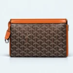 Goyard Conti Goyardine Pouch – Brown Monogram Luxury Clutch Bag with PU Leather Trim 96133